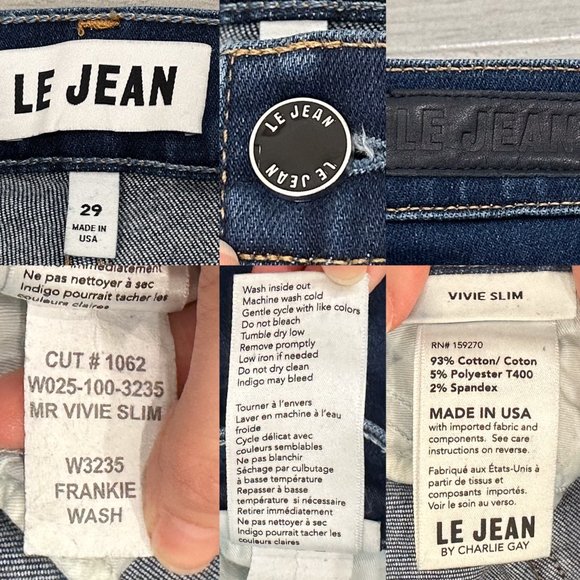 Revolve LE JEAN Vivie Slim Stovepipe Jeans in Frankie Wash Dark Denim Size 29 - Picture 3 of 15